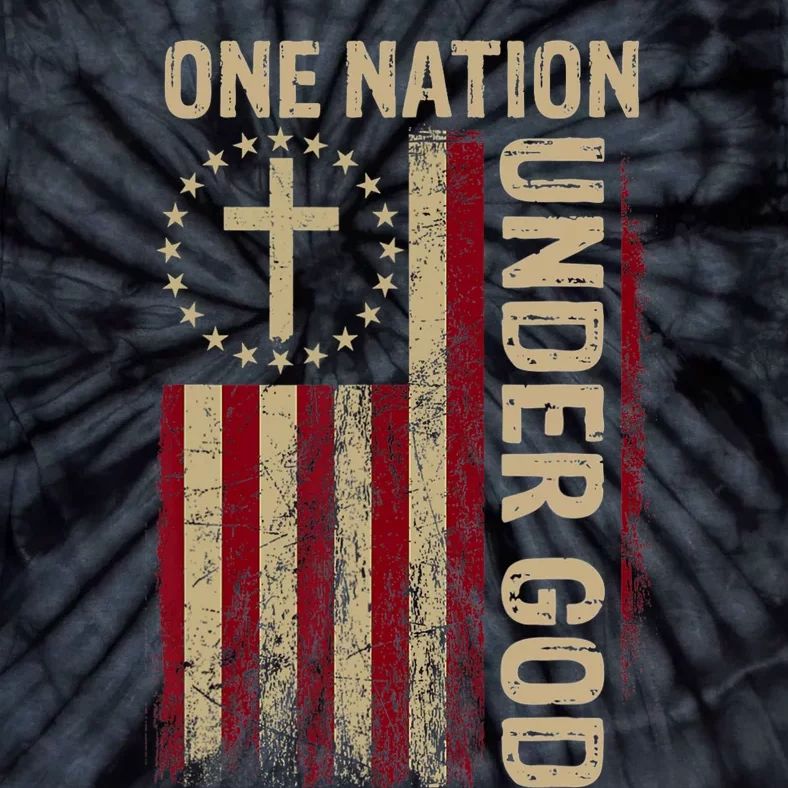 One Nation Under God Flag 4th Of July Patriotic Christian Tie-Dye T-Shirt