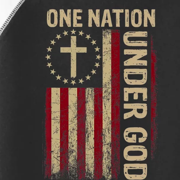 One Nation Under God Flag 4th Of July Patriotic Christian Toddler Fine Jersey T-Shirt