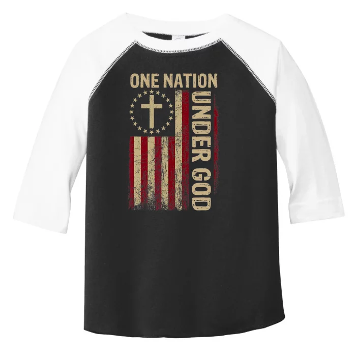 One Nation Under God Flag 4th Of July Patriotic Christian Toddler Fine Jersey T-Shirt