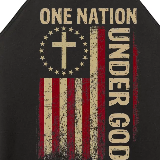 One Nation Under God Flag 4th Of July Patriotic Christian Women’s Perfect Tri Rocker Tank