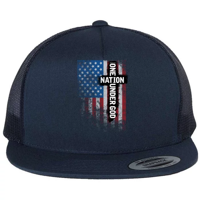 One Nation Under God Meaningful Gift Flat Bill Trucker Hat