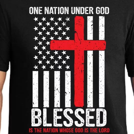 One Nation Under God Blessed Country American Flag Gift Pajama Set