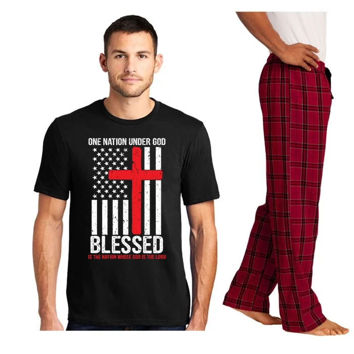 One Nation Under God Blessed Country American Flag Gift Pajama Set