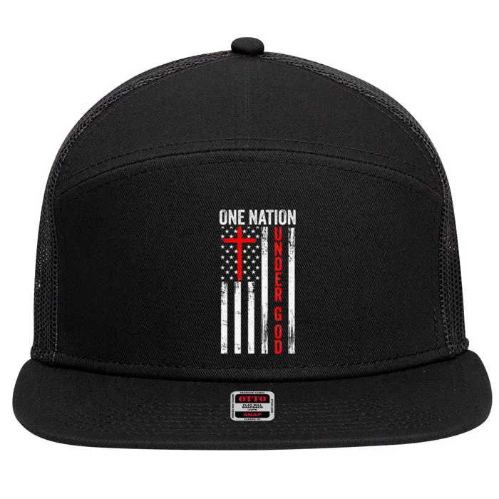 One Nation Under God Patriotic Christian 7 Panel Mesh Trucker Snapback Hat