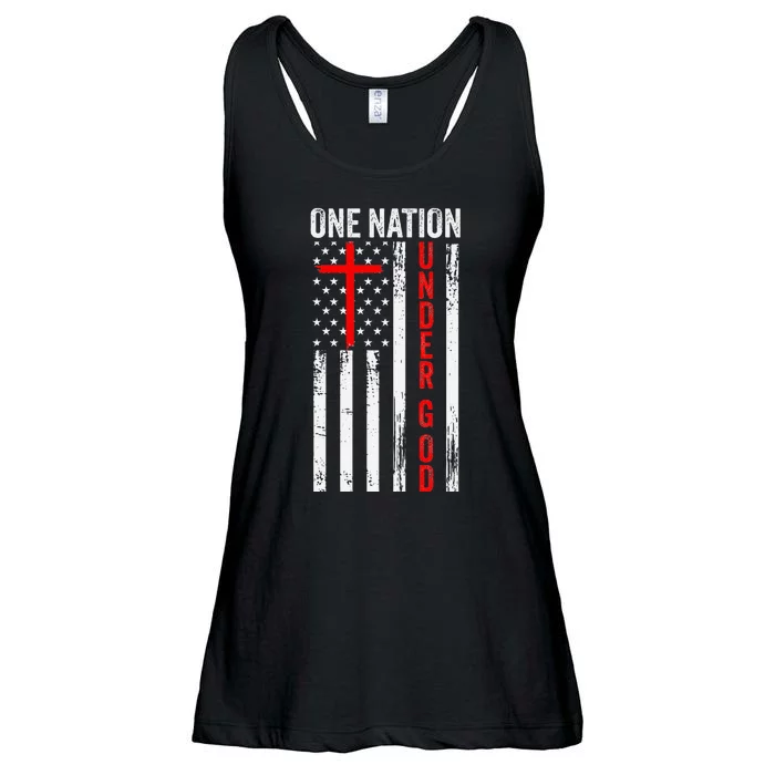 One Nation Under God Patriotic Christian Ladies Essential Flowy Tank