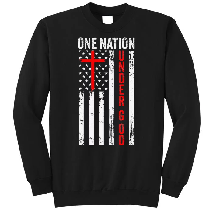 One Nation Under God Patriotic Christian Tall Sweatshirt