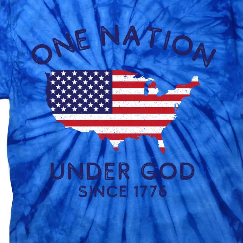 One Nation Under God Since 1776 Patriotic American July 4th Funny Gift Tie-Dye T-Shirt