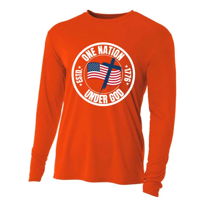 One Nation Under God Usa Christian Faith Believer Jesus Funny Gift Cooling Performance Long Sleeve Crew