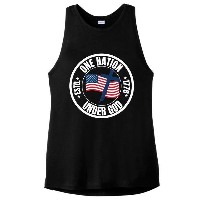 One Nation Under God Usa Christian Faith Believer Jesus Funny Gift Ladies Tri-Blend Wicking Tank