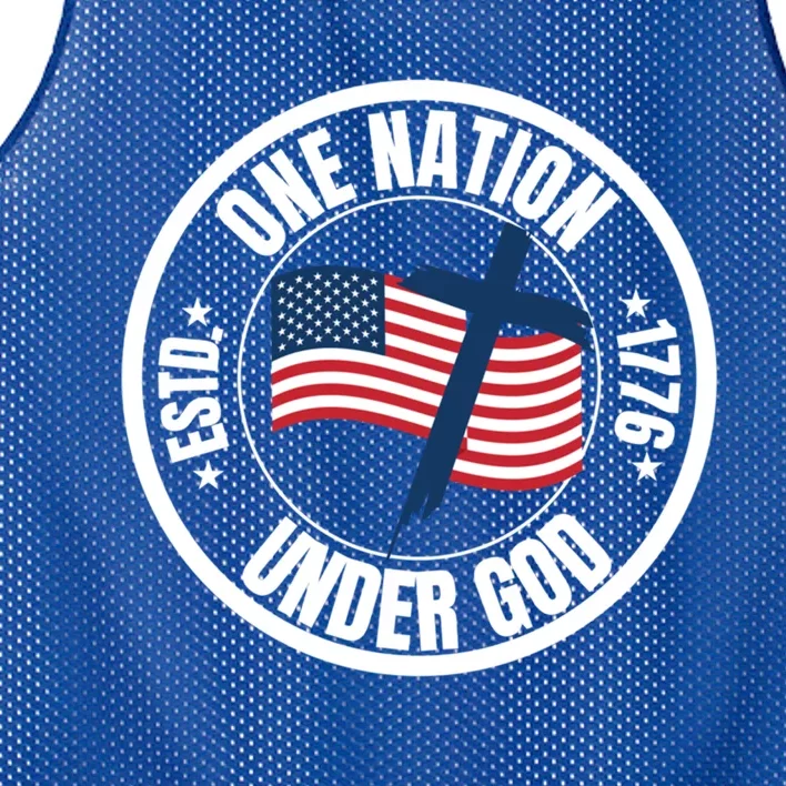 One Nation Under God Usa Christian Faith Believer Jesus Funny Gift Mesh Reversible Basketball Jersey Tank