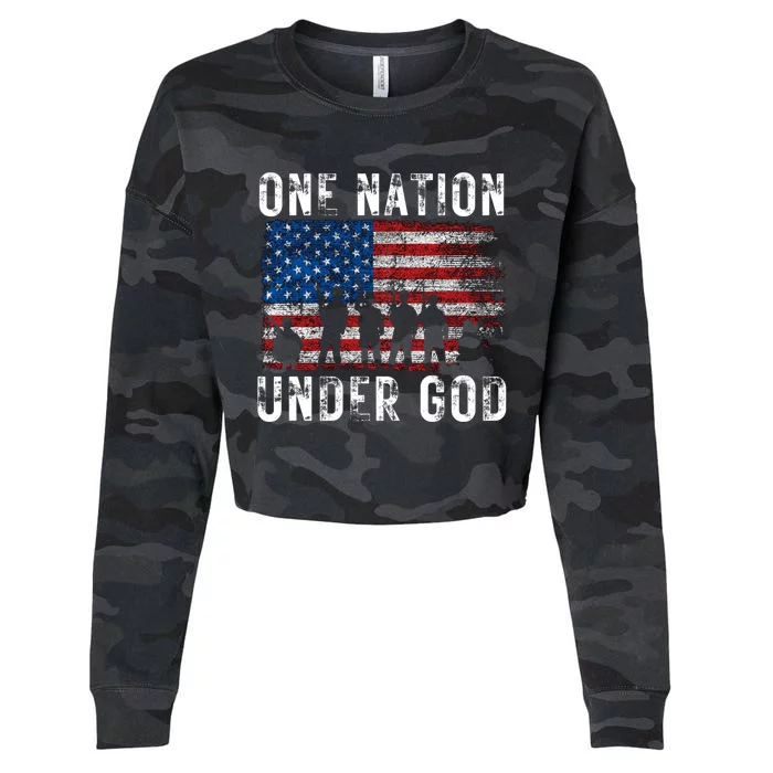 One Nation Under God Pledge Of Allegiance Great Gift Cropped Pullover Crew