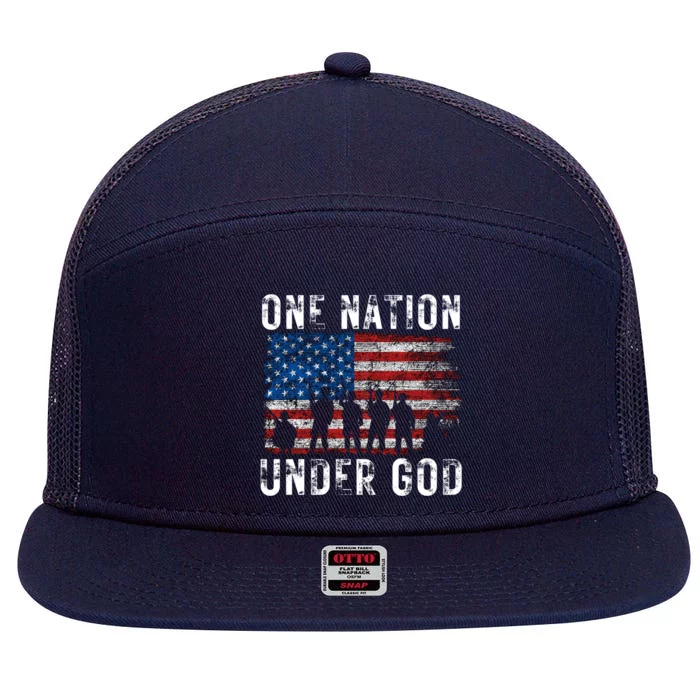 One Nation Under God Pledge Of Allegiance Great Gift 7 Panel Mesh Trucker Snapback Hat