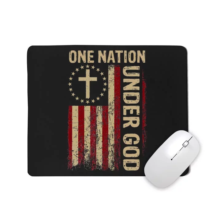 One Nation Under God Flag 4th Of July Patriotic Christian Mousepad