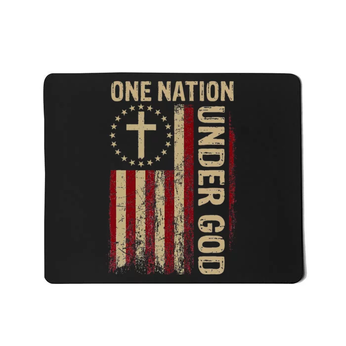 One Nation Under God Flag 4th Of July Patriotic Christian Mousepad