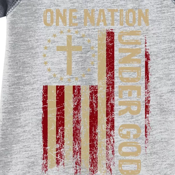 One Nation Under God Flag 4th Of July Patriotic Christian Infant Baby Jersey Bodysuit