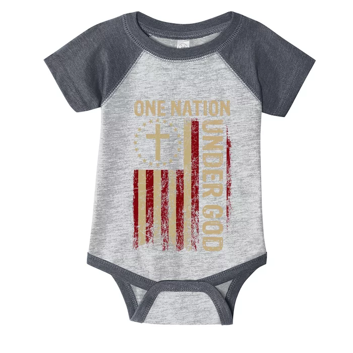 One Nation Under God Flag 4th Of July Patriotic Christian Infant Baby Jersey Bodysuit