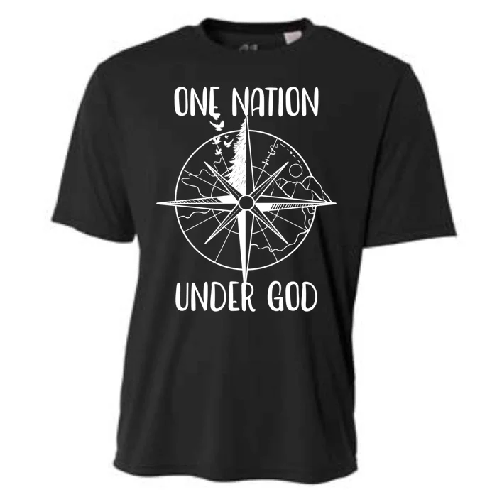 One Nation Under God Oneline Compass Patriotic Christian Gift Cooling Performance Crew T-Shirt