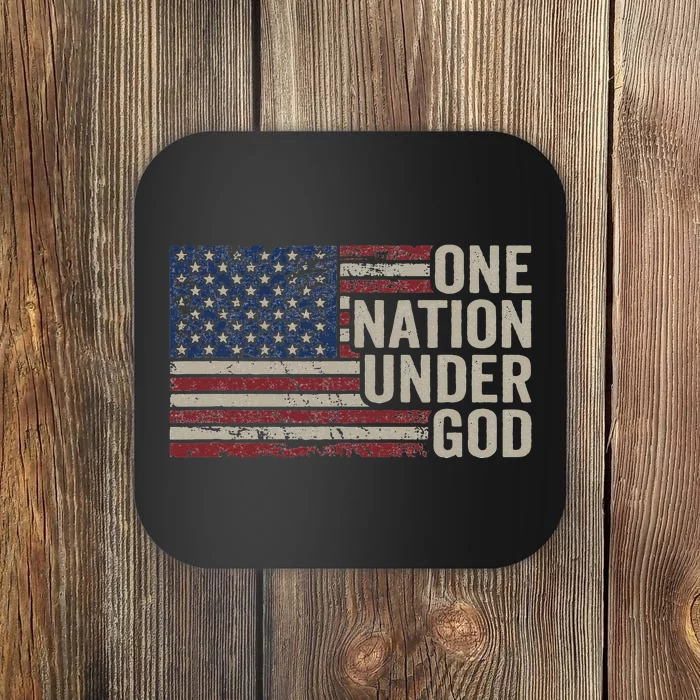 ONE NATION UNDER GOD Christian USA Vintage American Flag Coaster