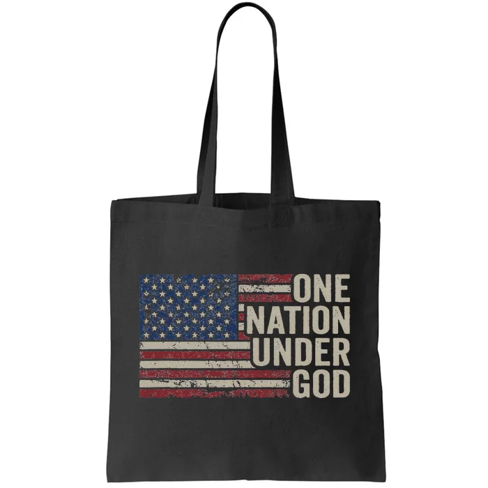 ONE NATION UNDER GOD Christian USA Vintage American Flag Tote Bag