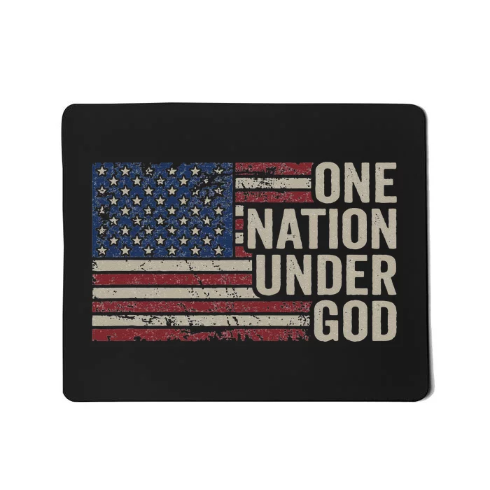 ONE NATION UNDER GOD Christian USA Vintage American Flag Mousepad