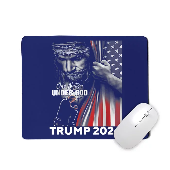 One Nation Under God Trump 2024 God American Flag Mousepad