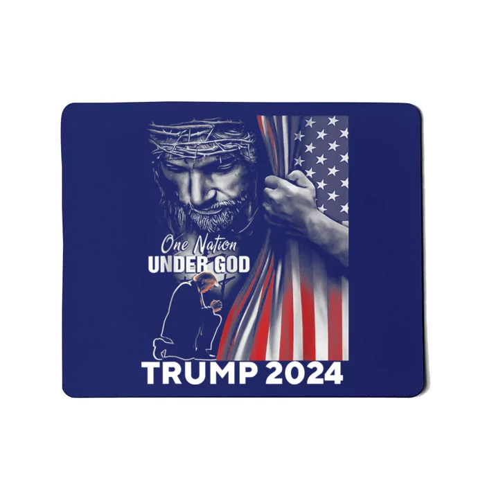 One Nation Under God Trump 2024 God American Flag Mousepad