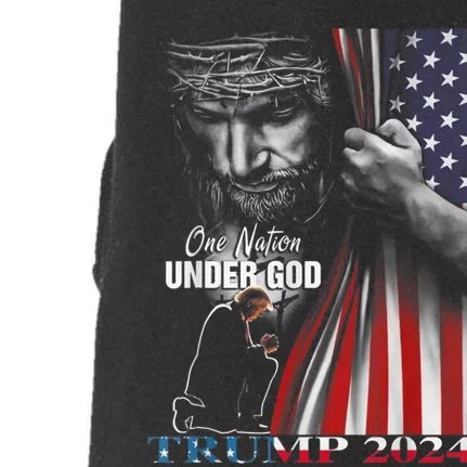 One Nation Under God Trump 2024 God American Flag Doggie 3-End Fleece Hoodie