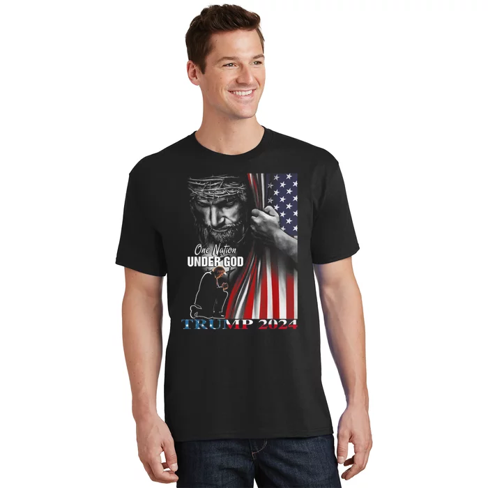 One Nation Under God Trump 2024 God American Flag T-Shirt