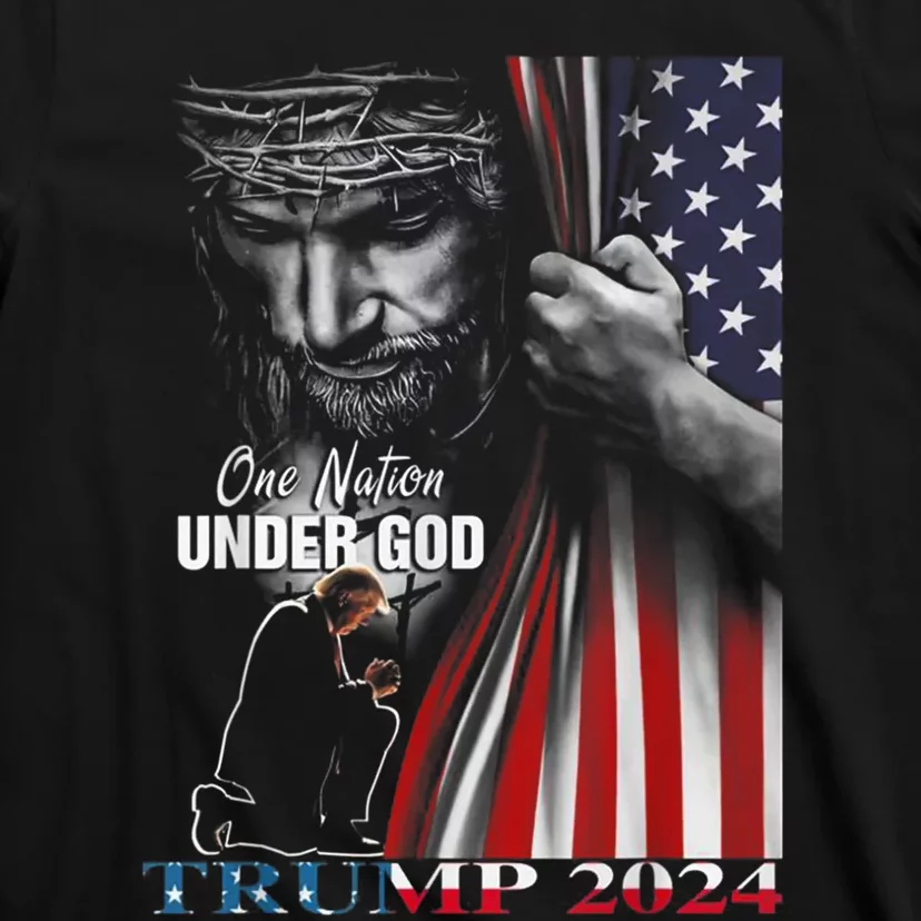 One Nation Under God Trump 2024 God American Flag T-Shirt