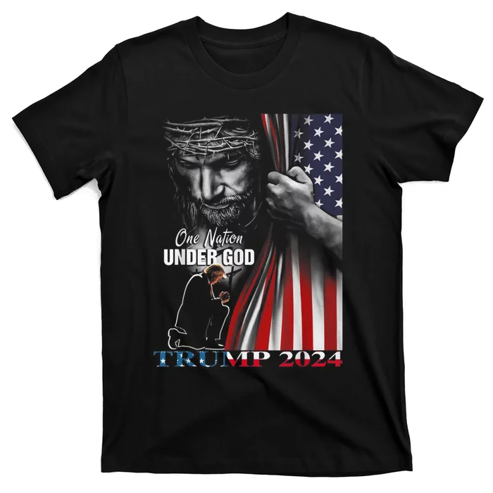 One Nation Under God Trump 2024 God American Flag T-Shirt