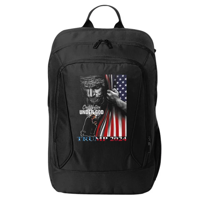 One Nation Under God Trump 2024 God American Flag City Backpack