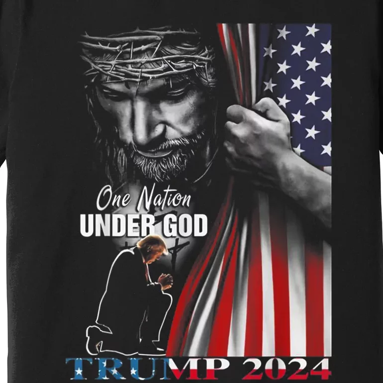 One Nation Under God Trump 2024 God American Flag Premium T-Shirt