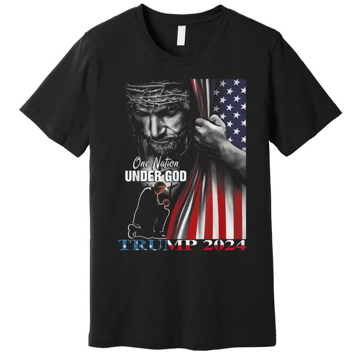 One Nation Under God Trump 2024 God American Flag Premium T-Shirt