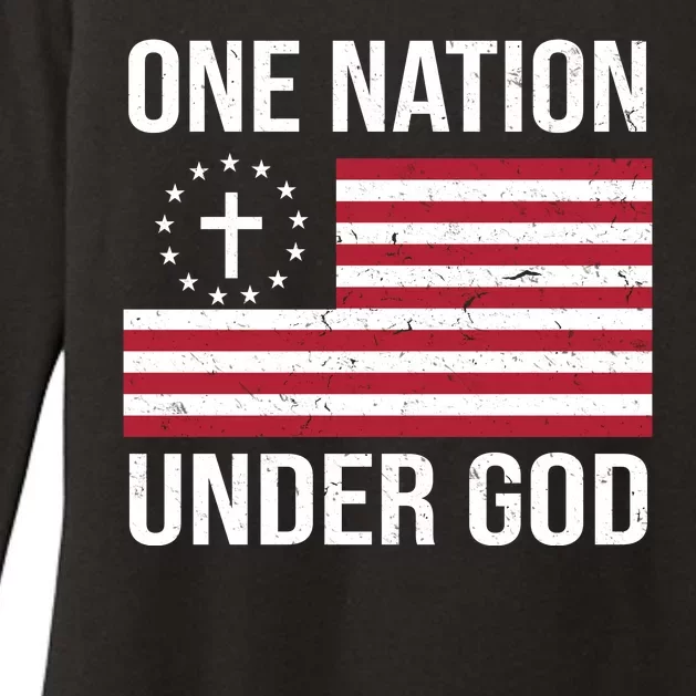 One Nation Under God American Christian Flag Womens CVC Long Sleeve Shirt