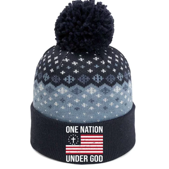 One Nation Under God American Christian Flag The Baniff Cuffed Pom Beanie