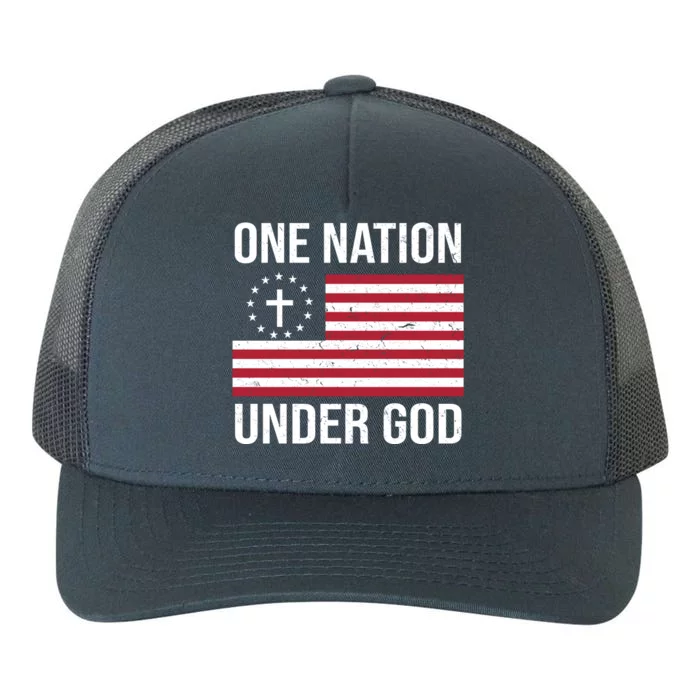 One Nation Under God American Christian Flag Yupoong Adult 5-Panel Trucker Hat