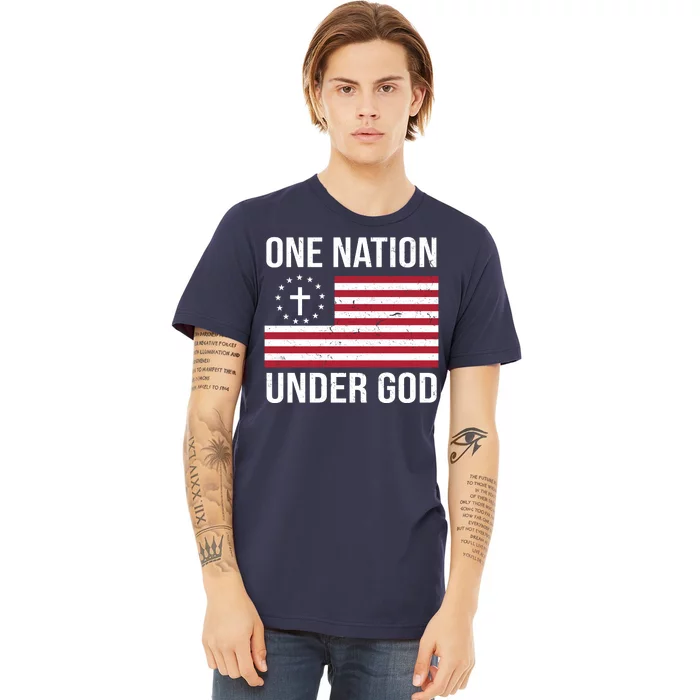 One Nation Under God American Christian Flag Premium T-Shirt