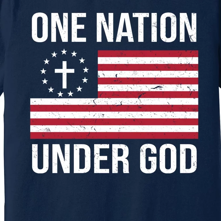 One Nation Under God American Christian Flag Premium T-Shirt