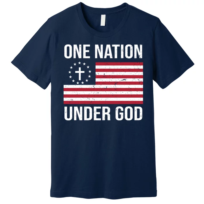 One Nation Under God American Christian Flag Premium T-Shirt