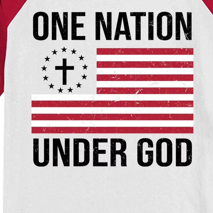 One Nation Under God American Christian Flag Kids Colorblock Raglan Jersey