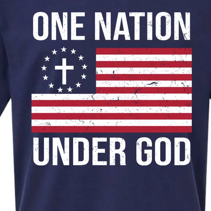 One Nation Under God American Christian Flag Sueded Cloud Jersey T-Shirt