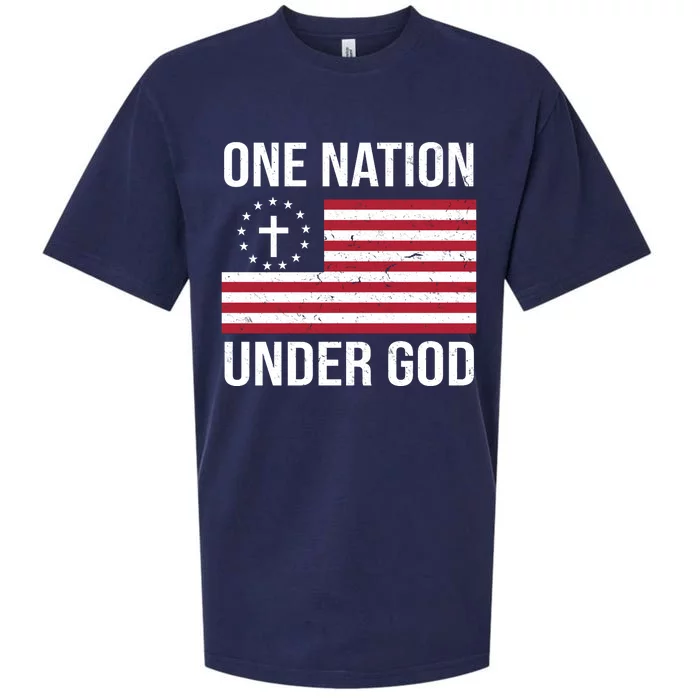 One Nation Under God American Christian Flag Sueded Cloud Jersey T-Shirt