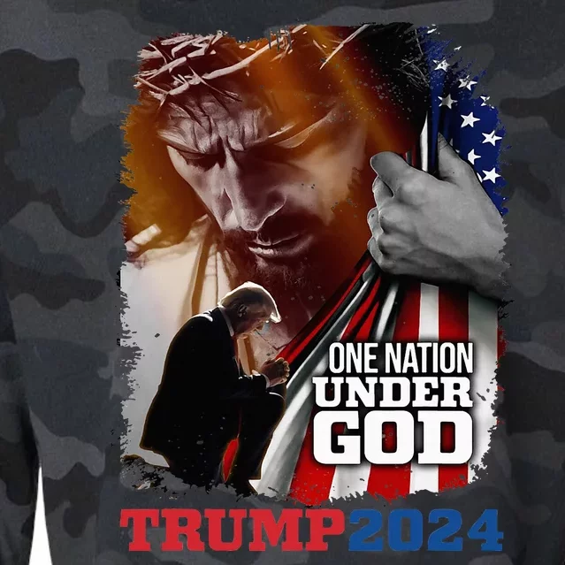 One Nation Under God President Trump 2024 America Christian Cropped Pullover Crew