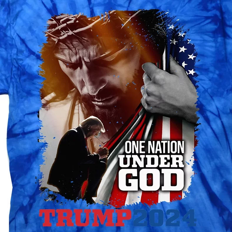 One Nation Under God President Trump 2024 America Christian Tie-Dye T-Shirt