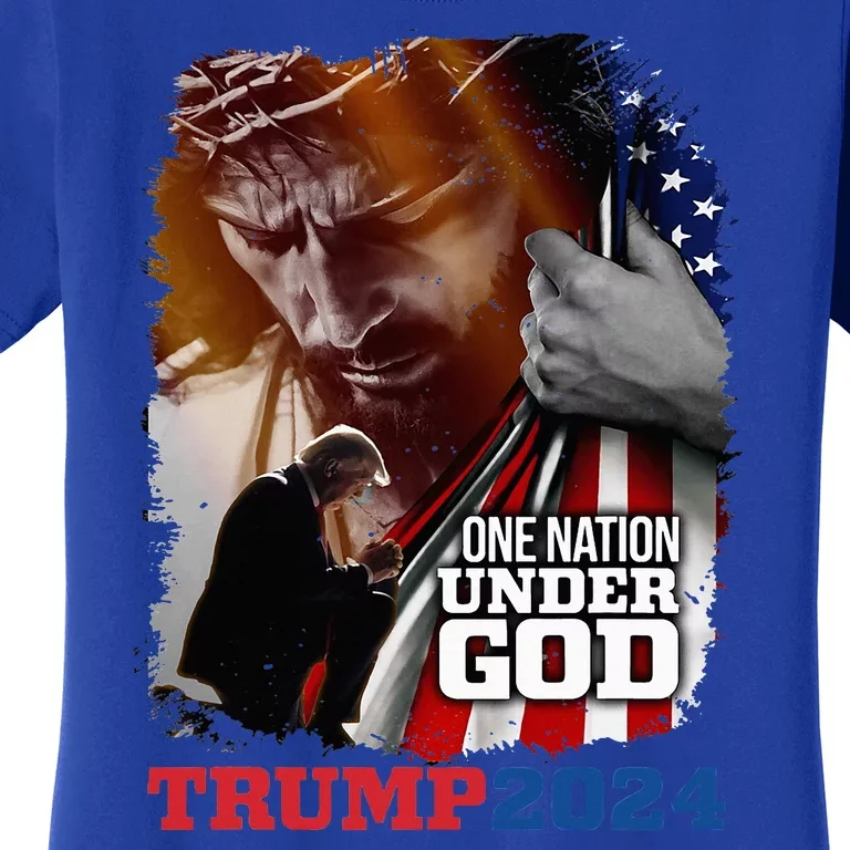 One Nation Under God President Trump 2024 America Christian Women's T-Shirt