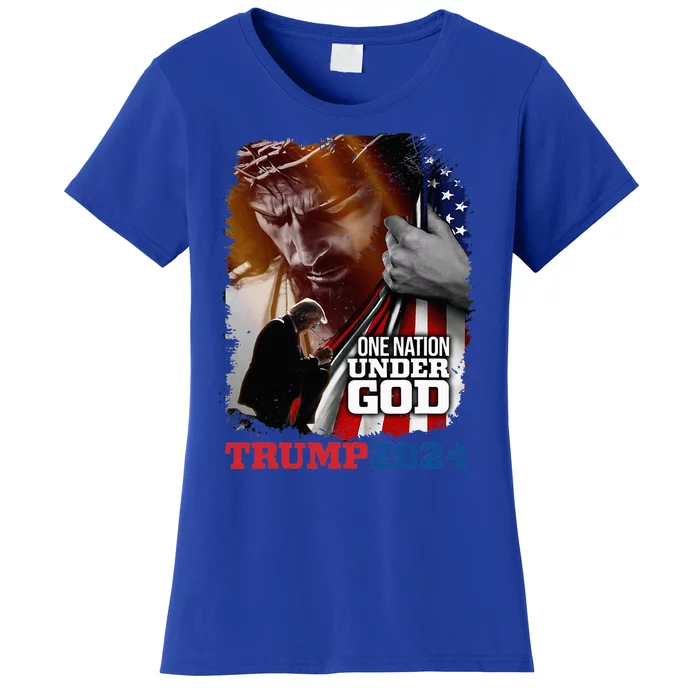 One Nation Under God President Trump 2024 America Christian Women's T-Shirt