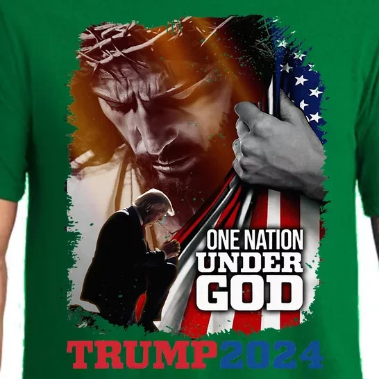 One Nation Under God President Trump 2024 America Christian Pajama Set