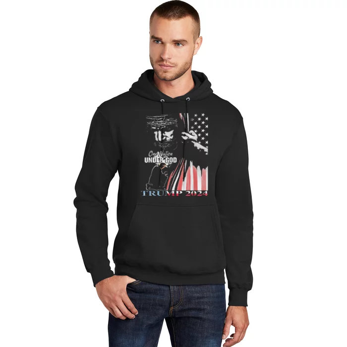 One Nation Under God Trump 2024 God American Flag Hoodie