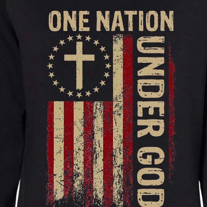 One Nation Under God Flag 4th Of July Patriotic Christian Womens California Wash Sweatshirt