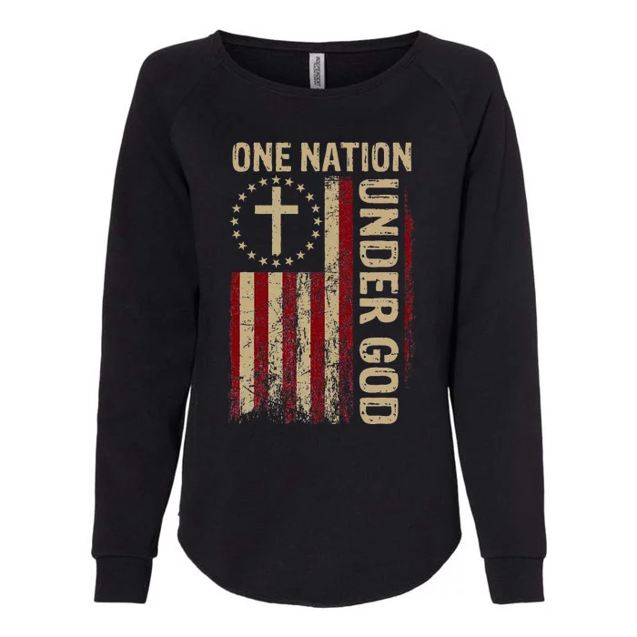 One Nation Under God Flag 4th Of July Patriotic Christian Womens California Wash Sweatshirt